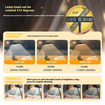 Rechargeable Clip-On Reading Light for Night Reading